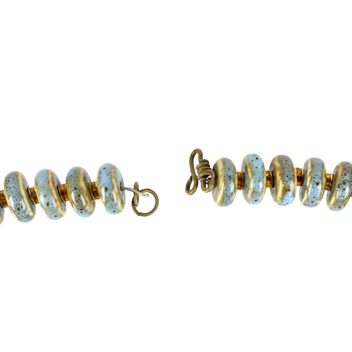 Agate, Ceramic and Vermeil Necklace