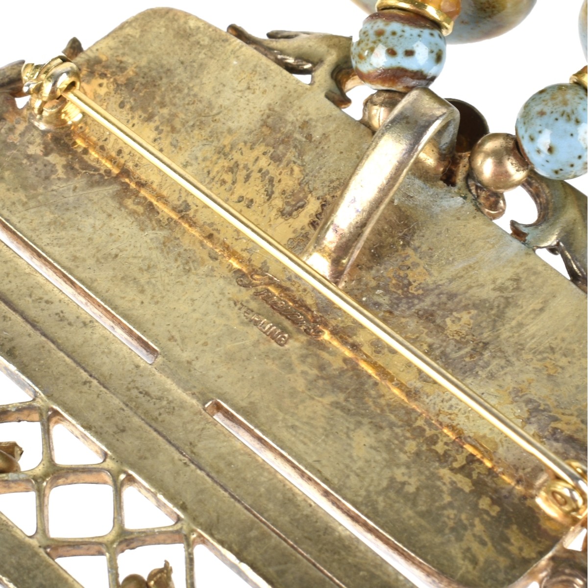 Agate, Ceramic and Vermeil Necklace