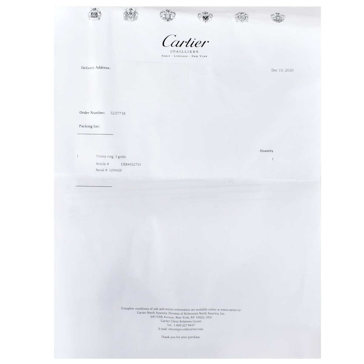 Cartier 18K Trinity Ring