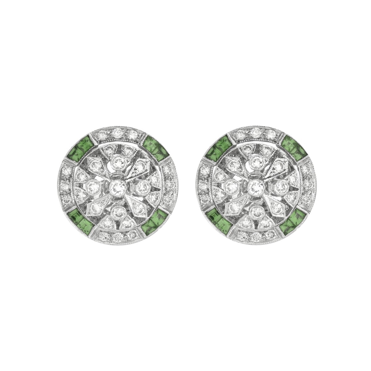 Diamond, Garnet and 18K Earrings