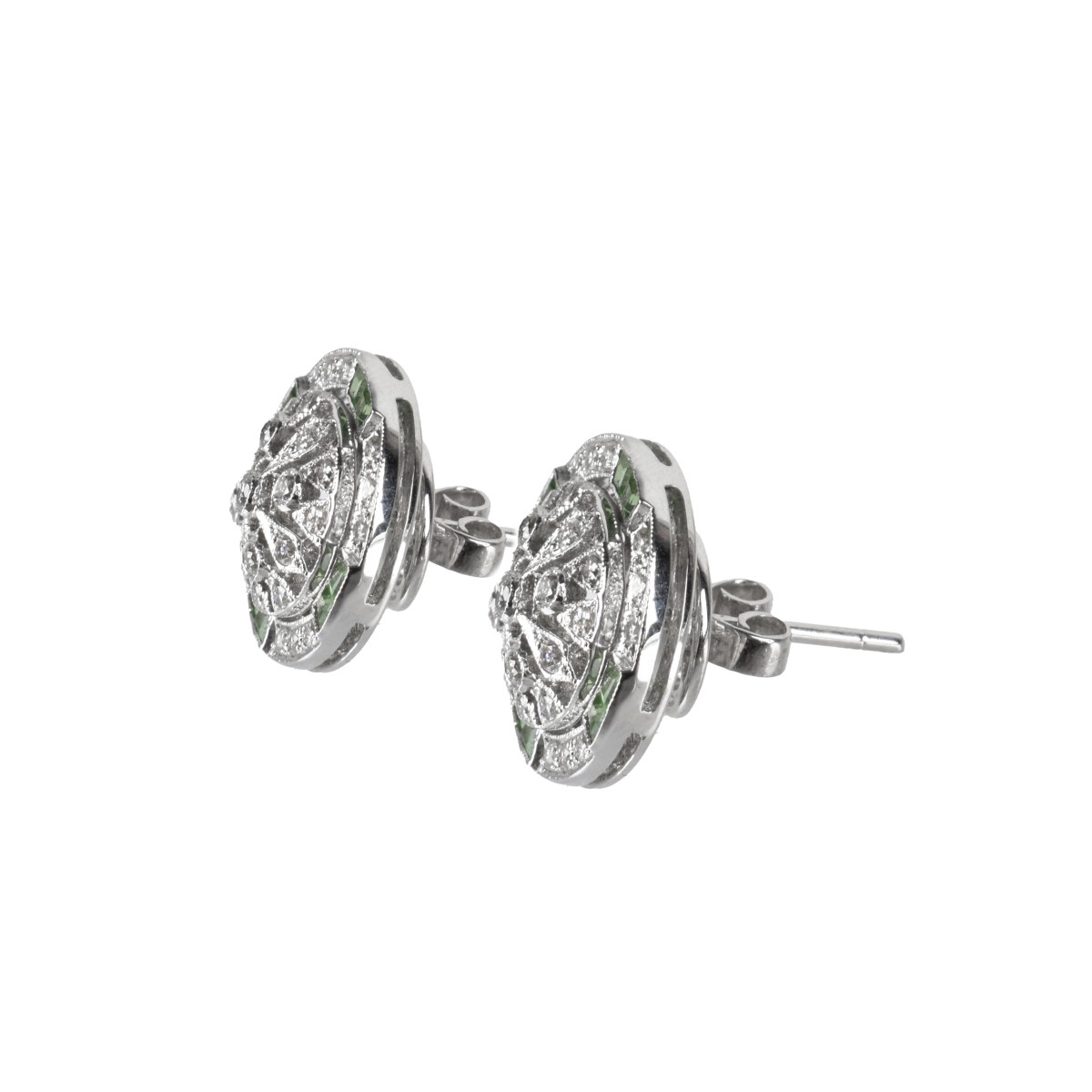 Diamond, Garnet and 18K Earrings