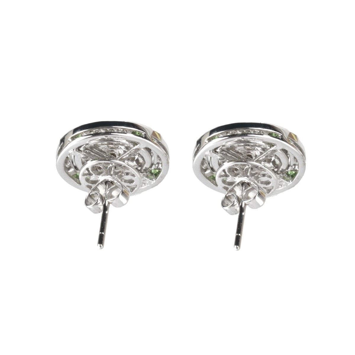 Diamond, Garnet and 18K Earrings