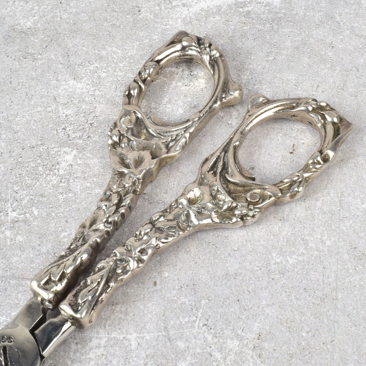 Antique Sterling Toast Tongs & Silver Plate Shears