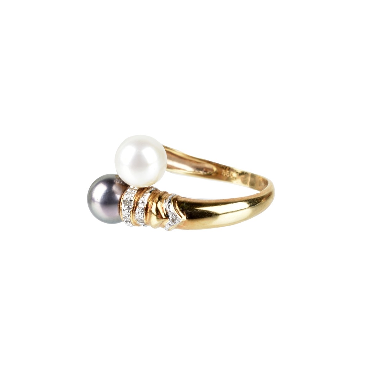 Pearl, Diamond and 14K Ring