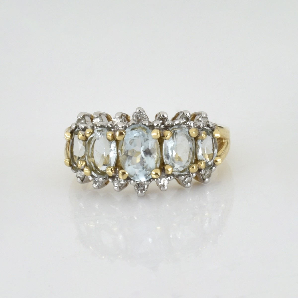Aquamarine, Diamond and 14K Ring