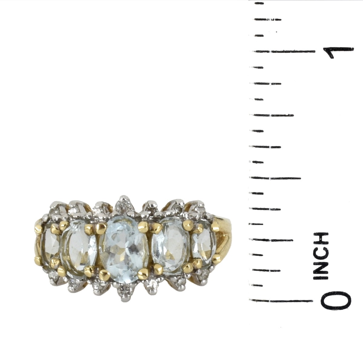 Aquamarine, Diamond and 14K Ring