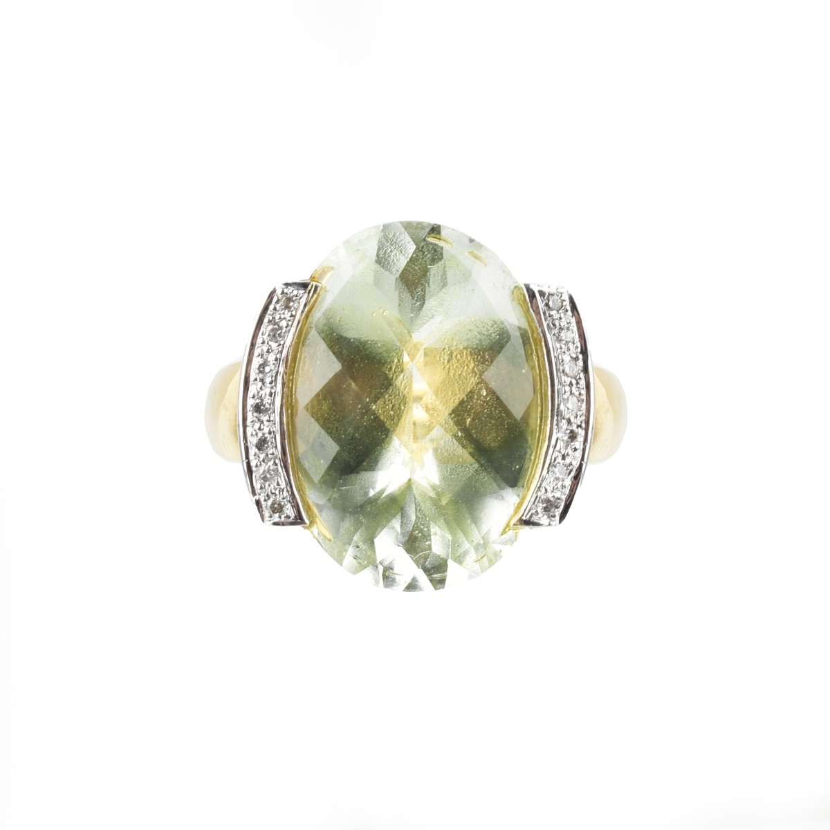 Quartz, Diamond and 14K Ring