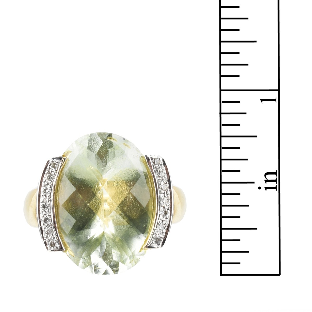 Quartz, Diamond and 14K Ring