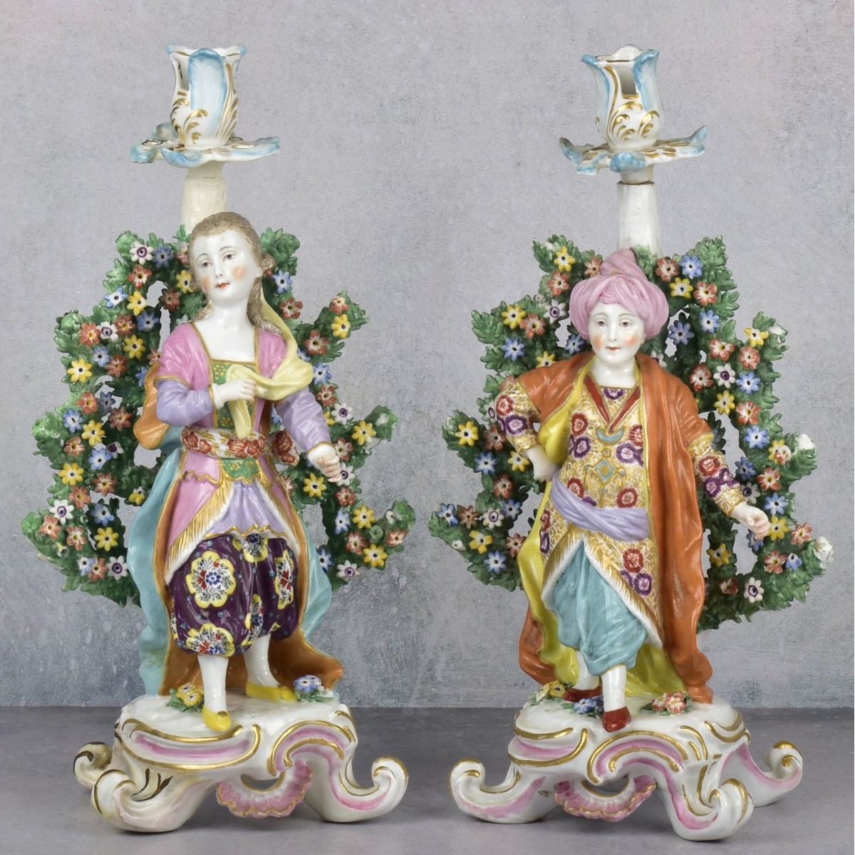 Chelsea Edwardian Figural Candlesticks