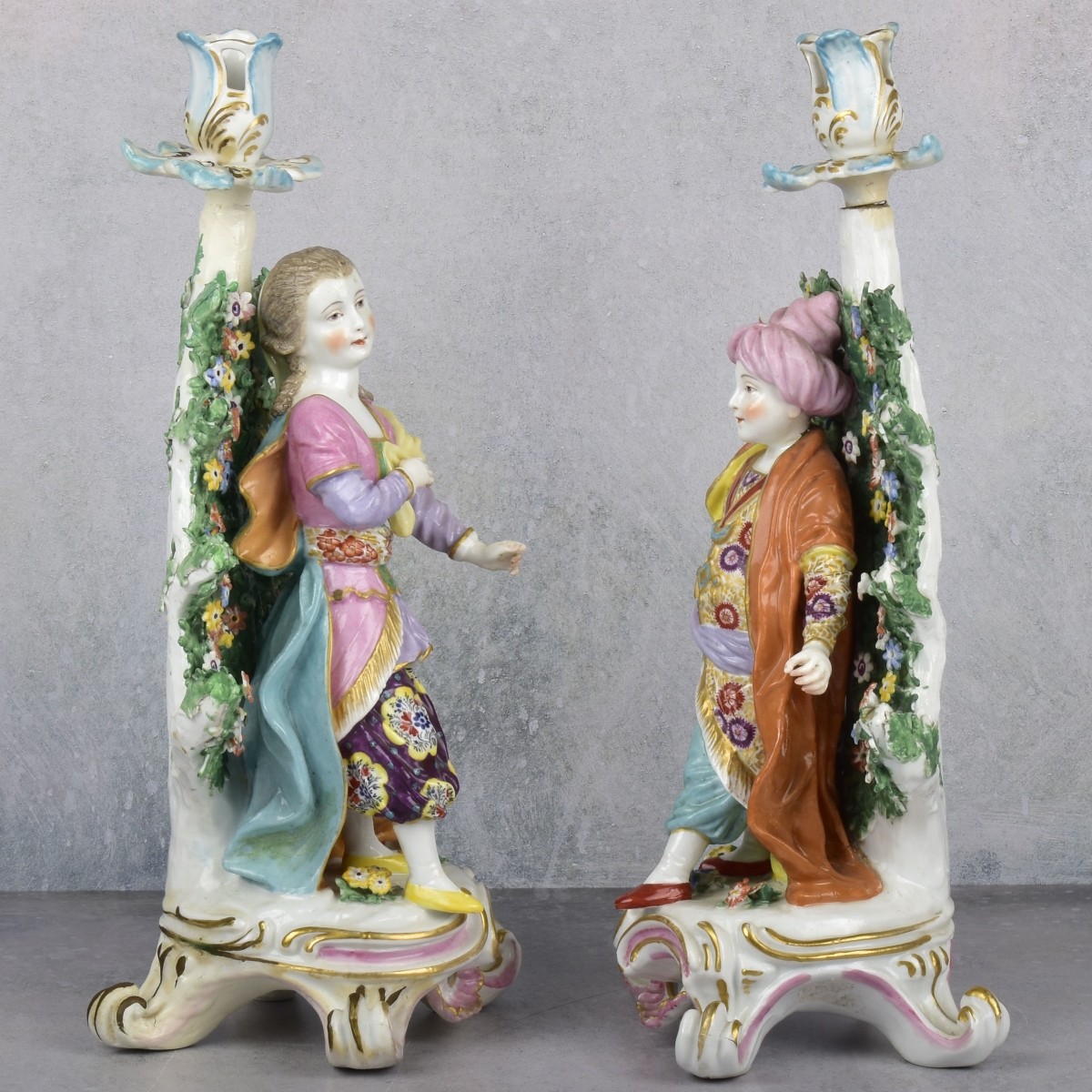 Chelsea Edwardian Figural Candlesticks