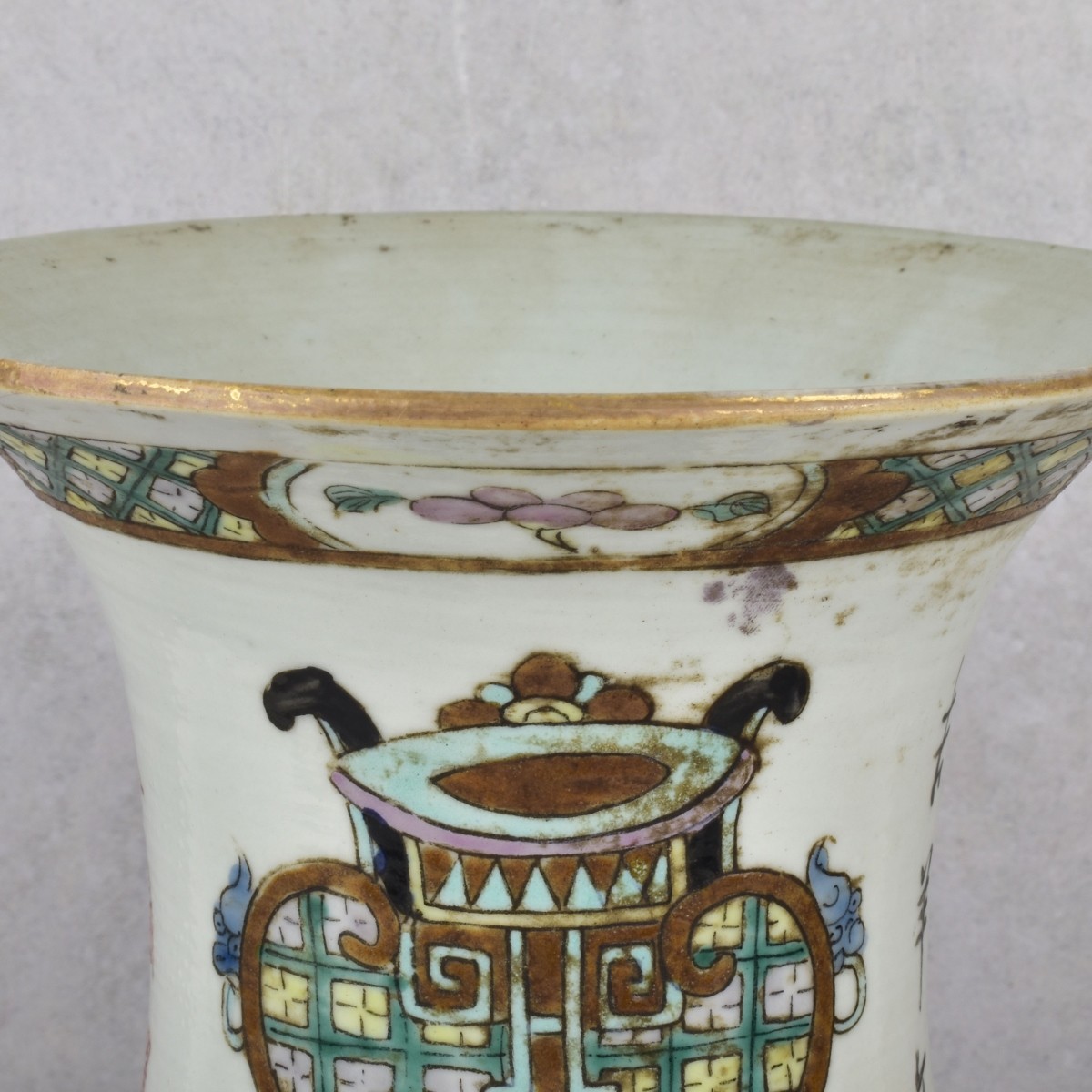 Chinese Famille Verte Hand Painted Porcelain Vase