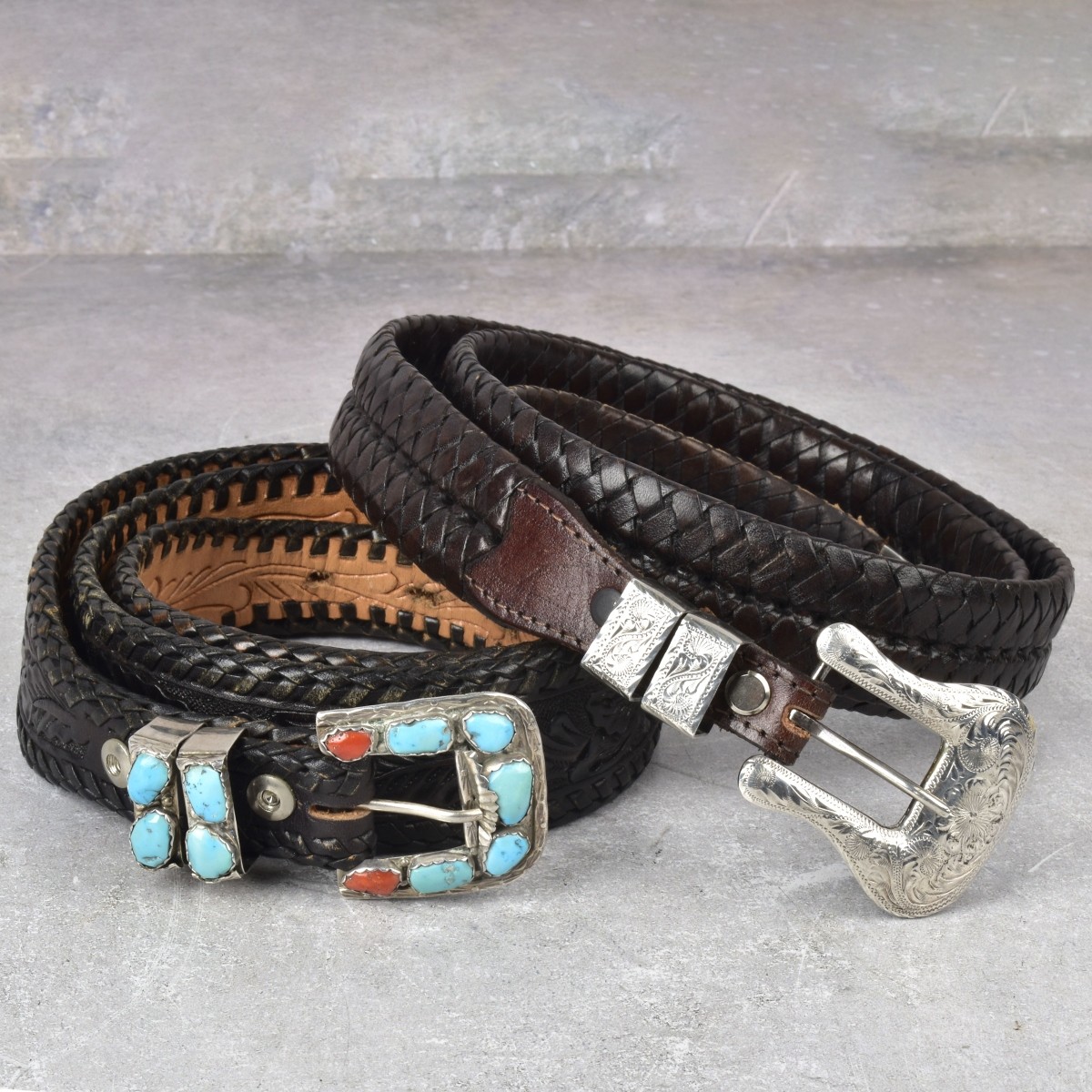 Leather Belts with Sterling Silver Buckles