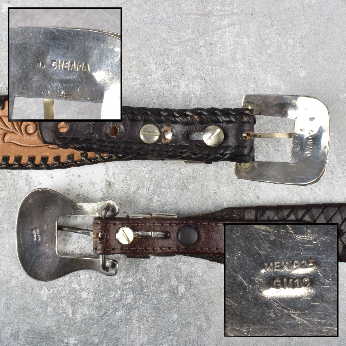 Leather Belts with Sterling Silver Buckles