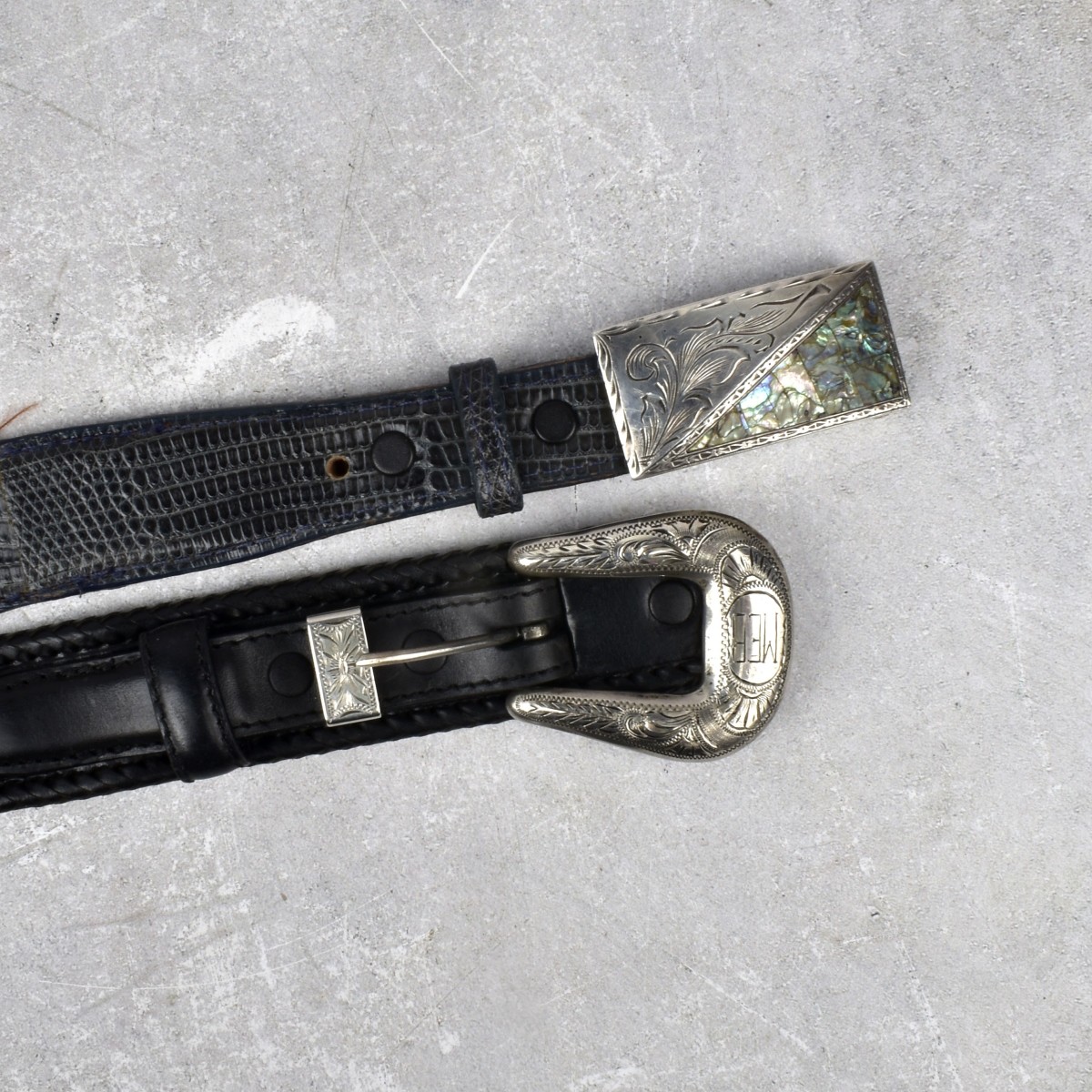 Leather Belts with Sterling Silver Buckles