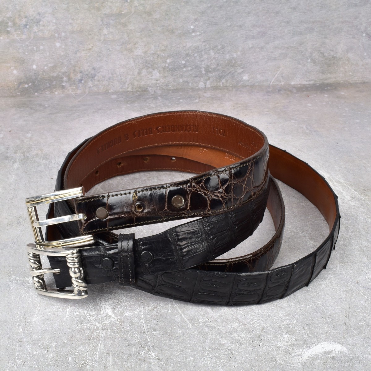 Leather Belts with Sterling Silver Buckles