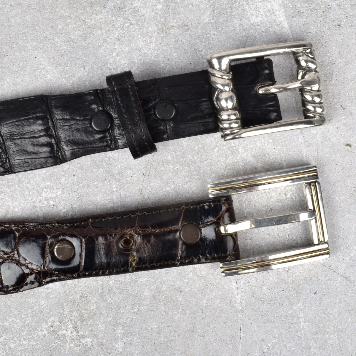 Leather Belts with Sterling Silver Buckles