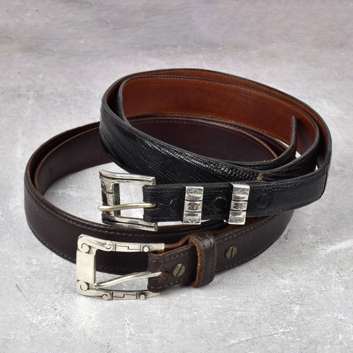 Leather Belts with Sterling Silver Buckles