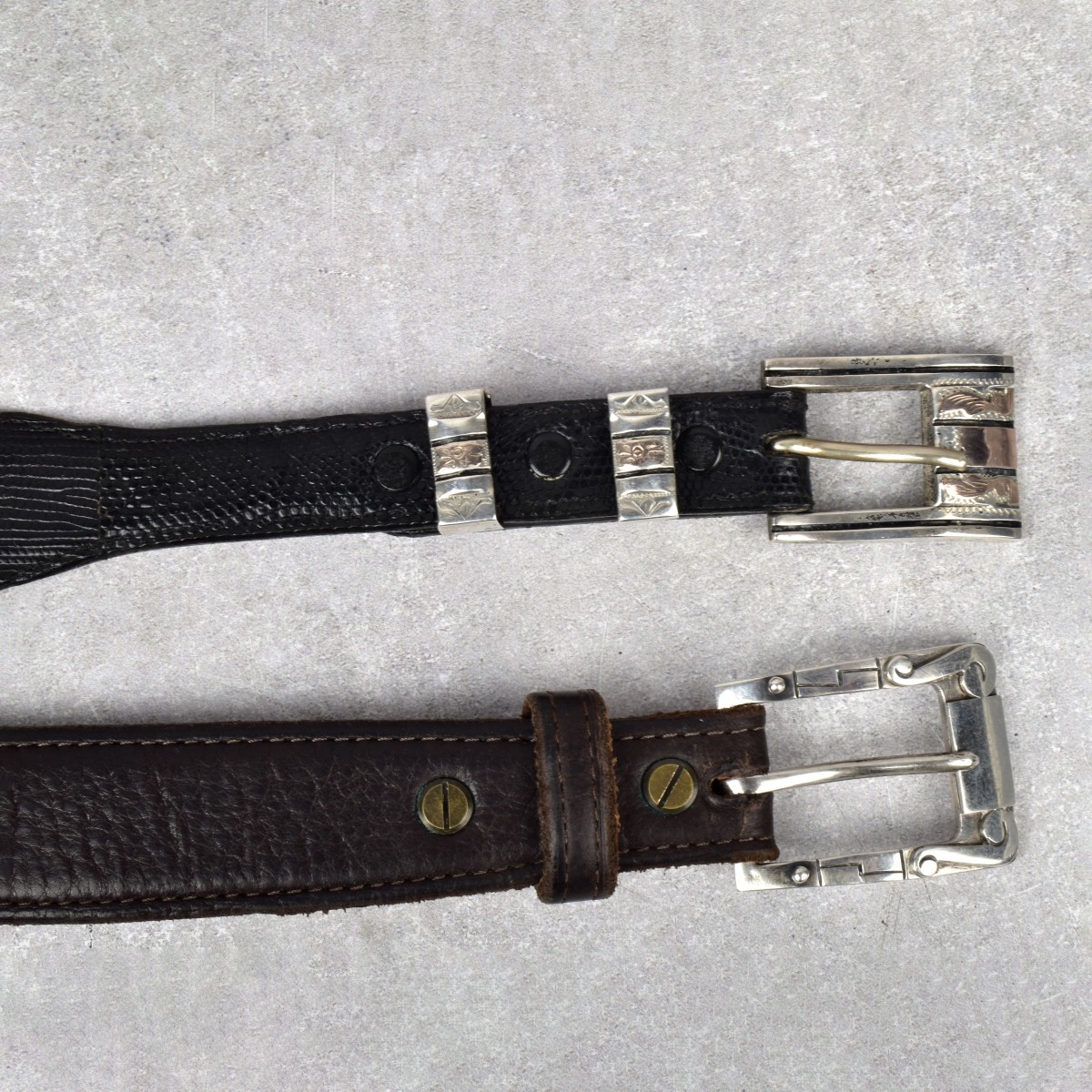 Leather Belts with Sterling Silver Buckles