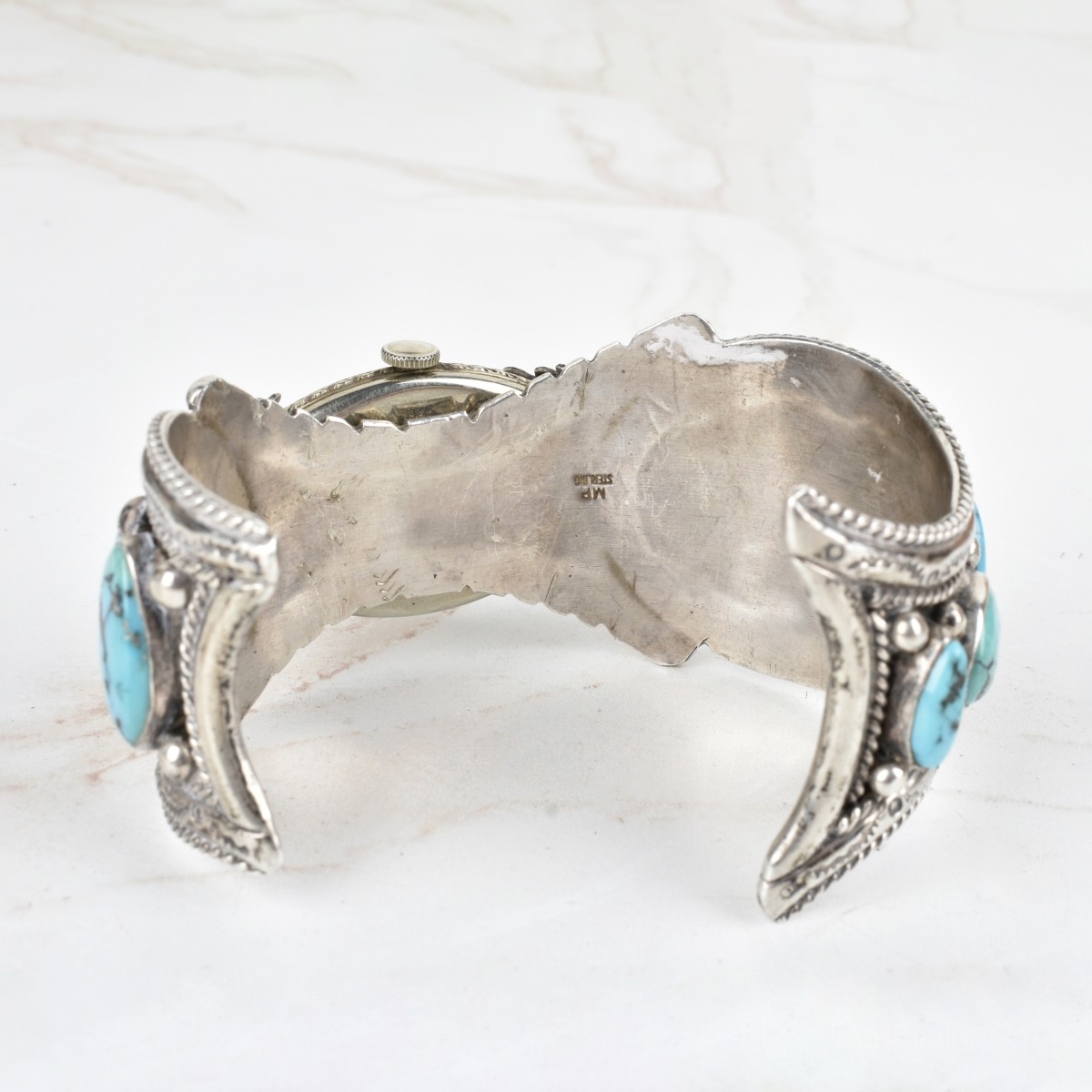 Vintage Southwest Sterling Silver Cuff Watch