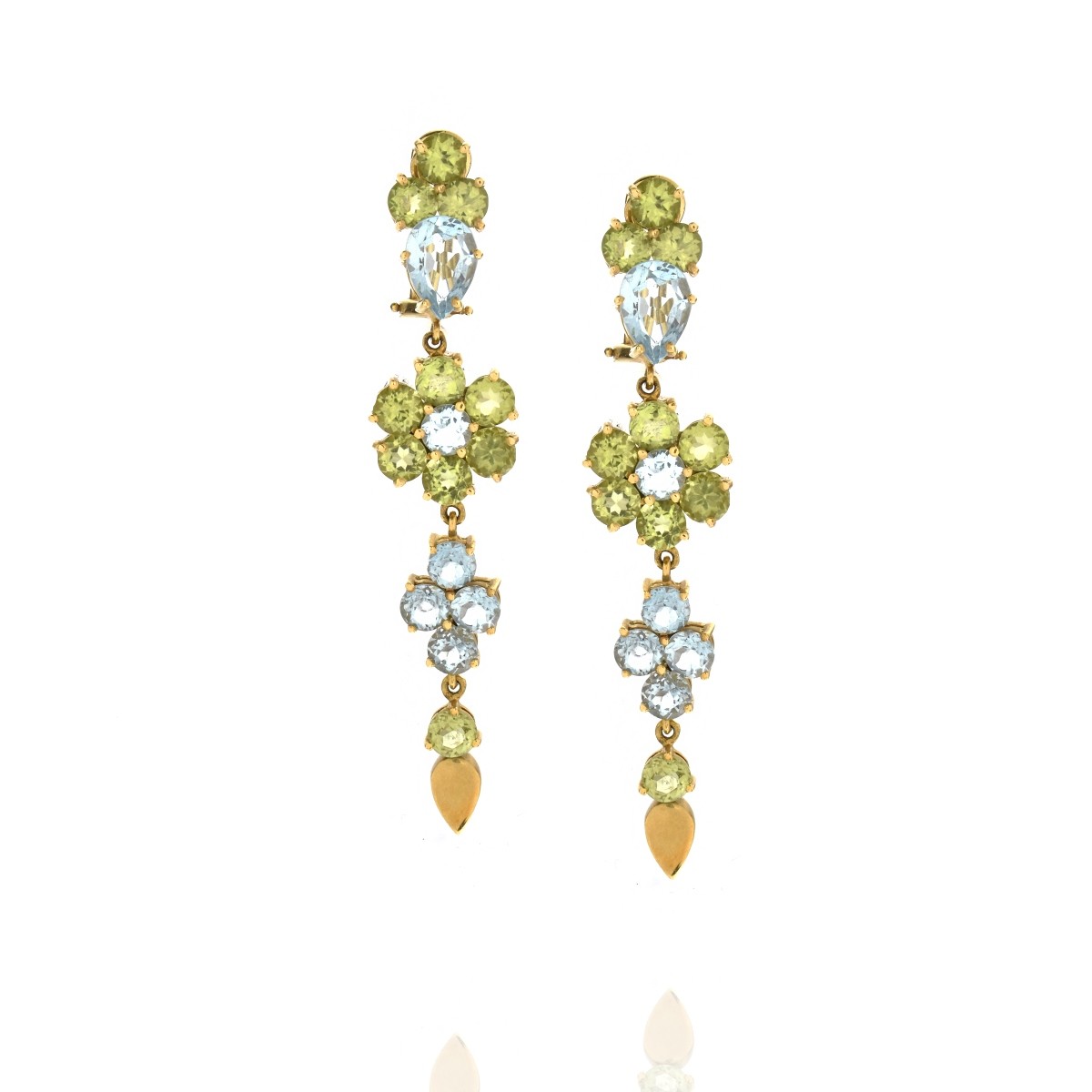 Peridot, Topaz and 18K Earrings
