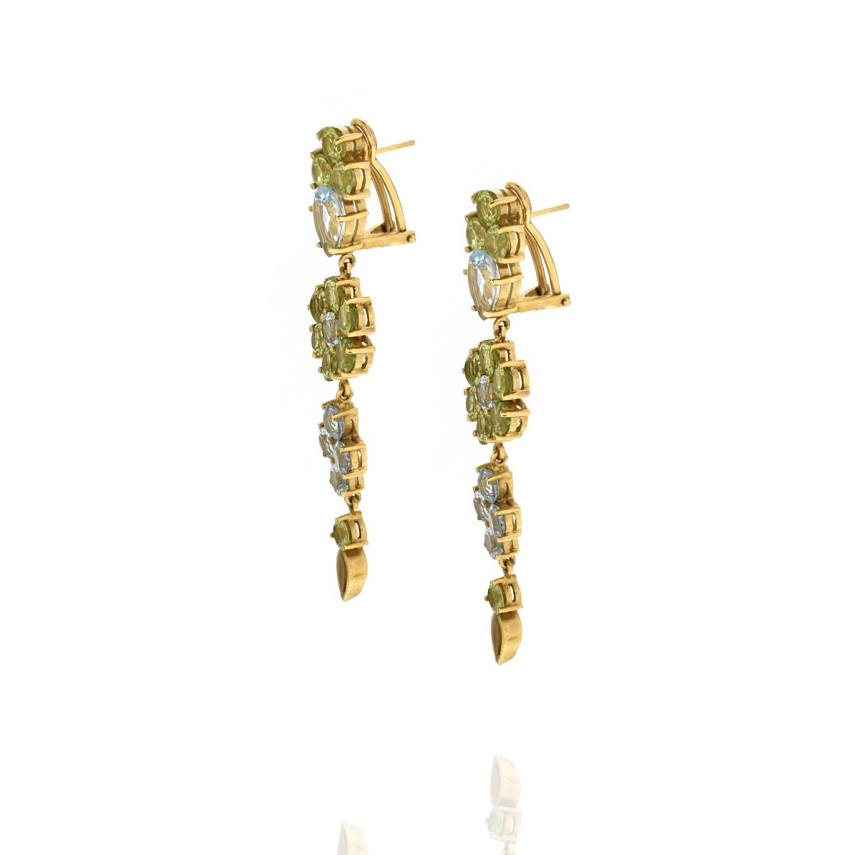 Peridot, Topaz and 18K Earrings