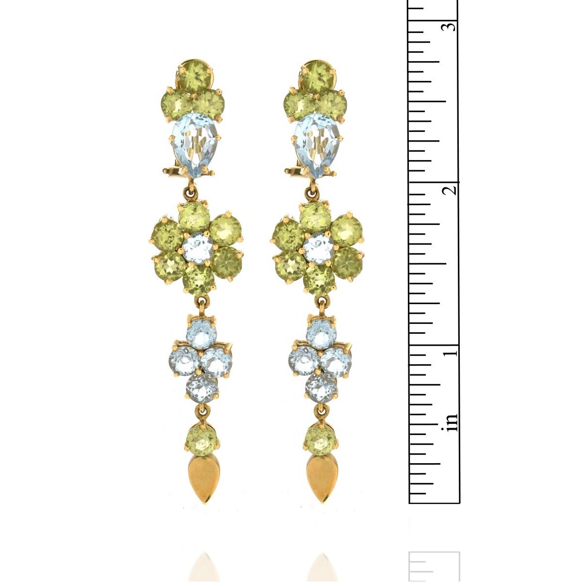 Peridot, Topaz and 18K Earrings