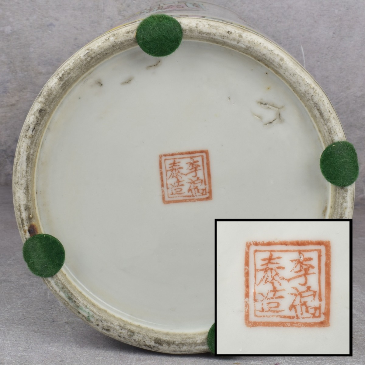 Pair of Chinese Hand Painted Porcelain Hat Stands