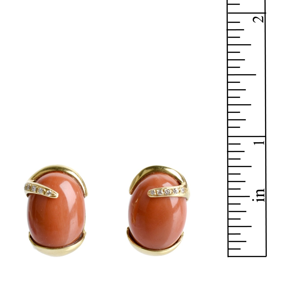 Coral, Diamond and 18K Earrings
