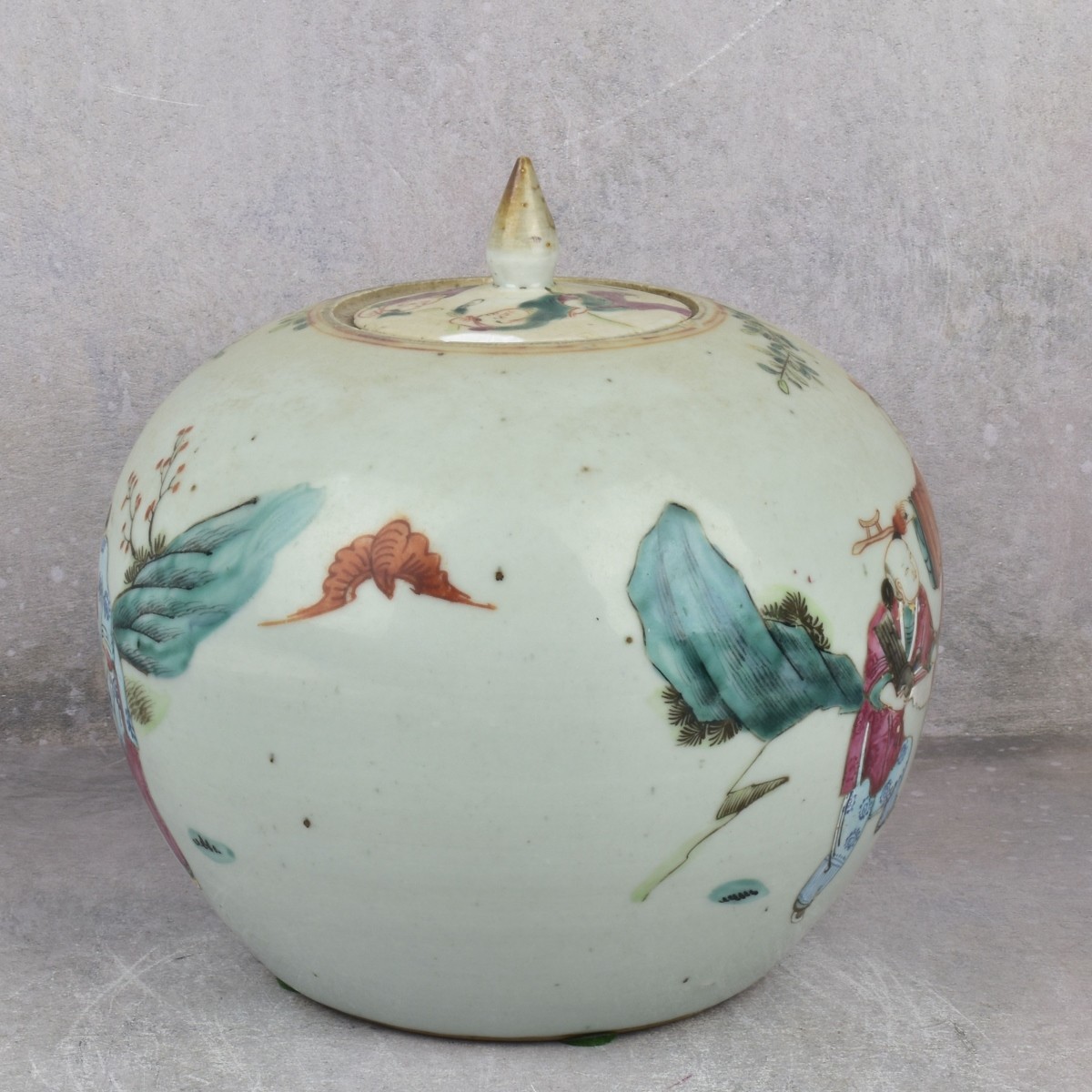 Antique Chinese Famille Rose Porcelain Ginger Jar