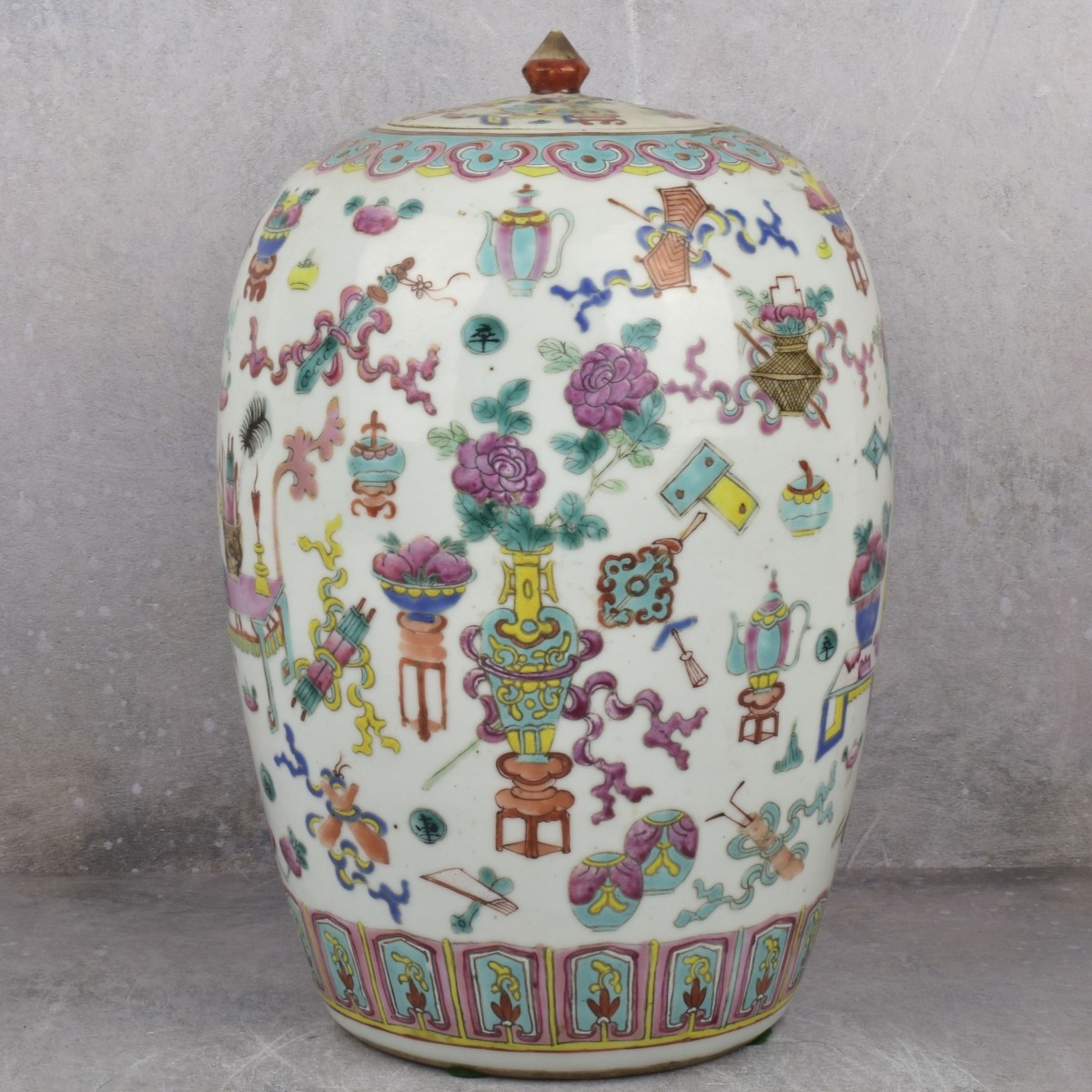 Antique Chinese Famille Rose Porcelain Ginger Jar