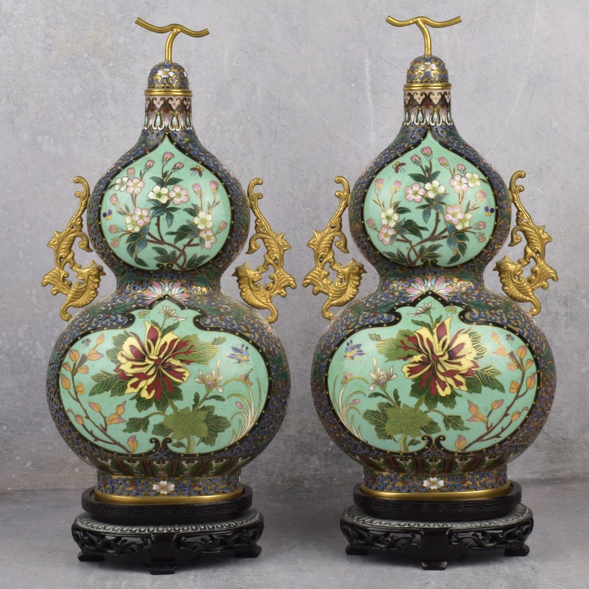 Chinese Double Gord Cloisonne Enamel Vases
