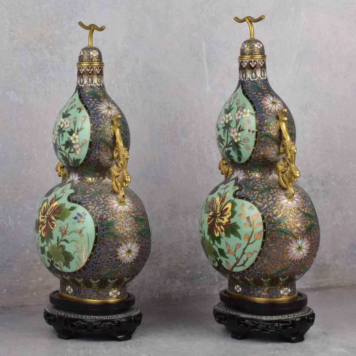 Chinese Double Gord Cloisonne Enamel Vases
