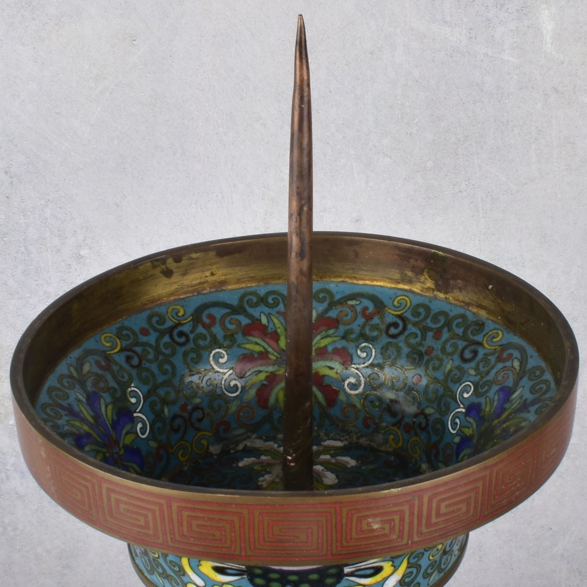 Chinese Cloisonne Enamel Pricket Candlesticks