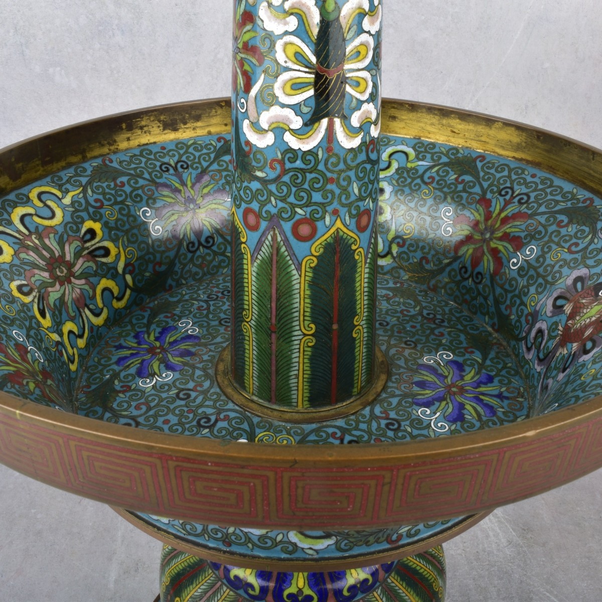 Chinese Cloisonne Enamel Pricket Candlesticks