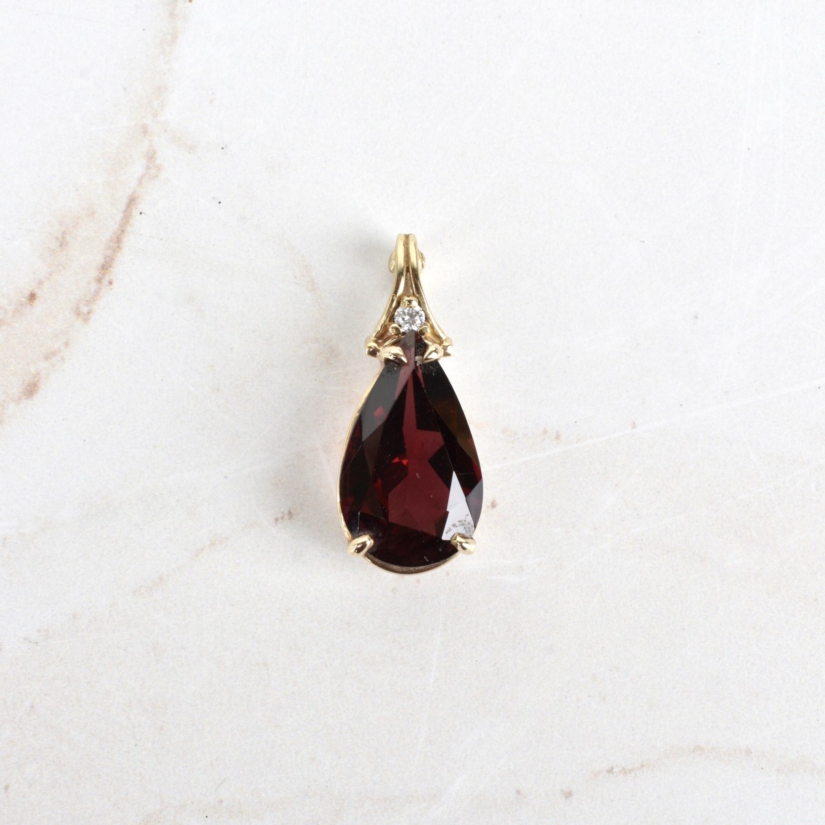 Garnet, Diamond and 14K Pendant