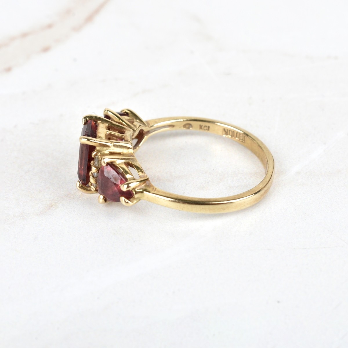 Garnet, Diamond and 10K Ring