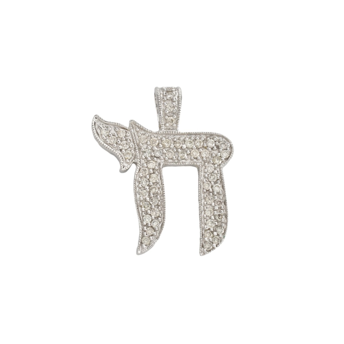 Diamond and 14K Chai Pendant