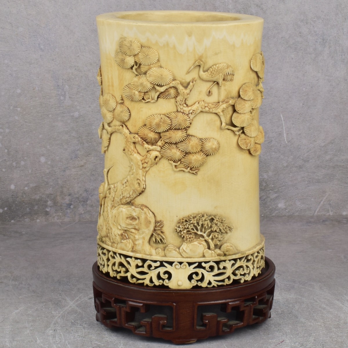 Antique Chinese Carved Brush Pot