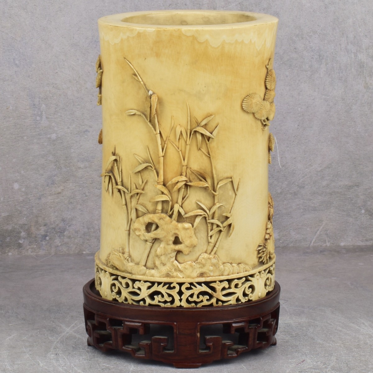 Antique Chinese Carved Brush Pot