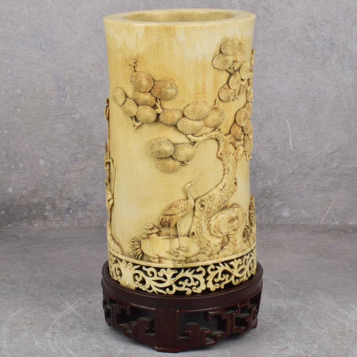 Antique Chinese Carved Brush Pot