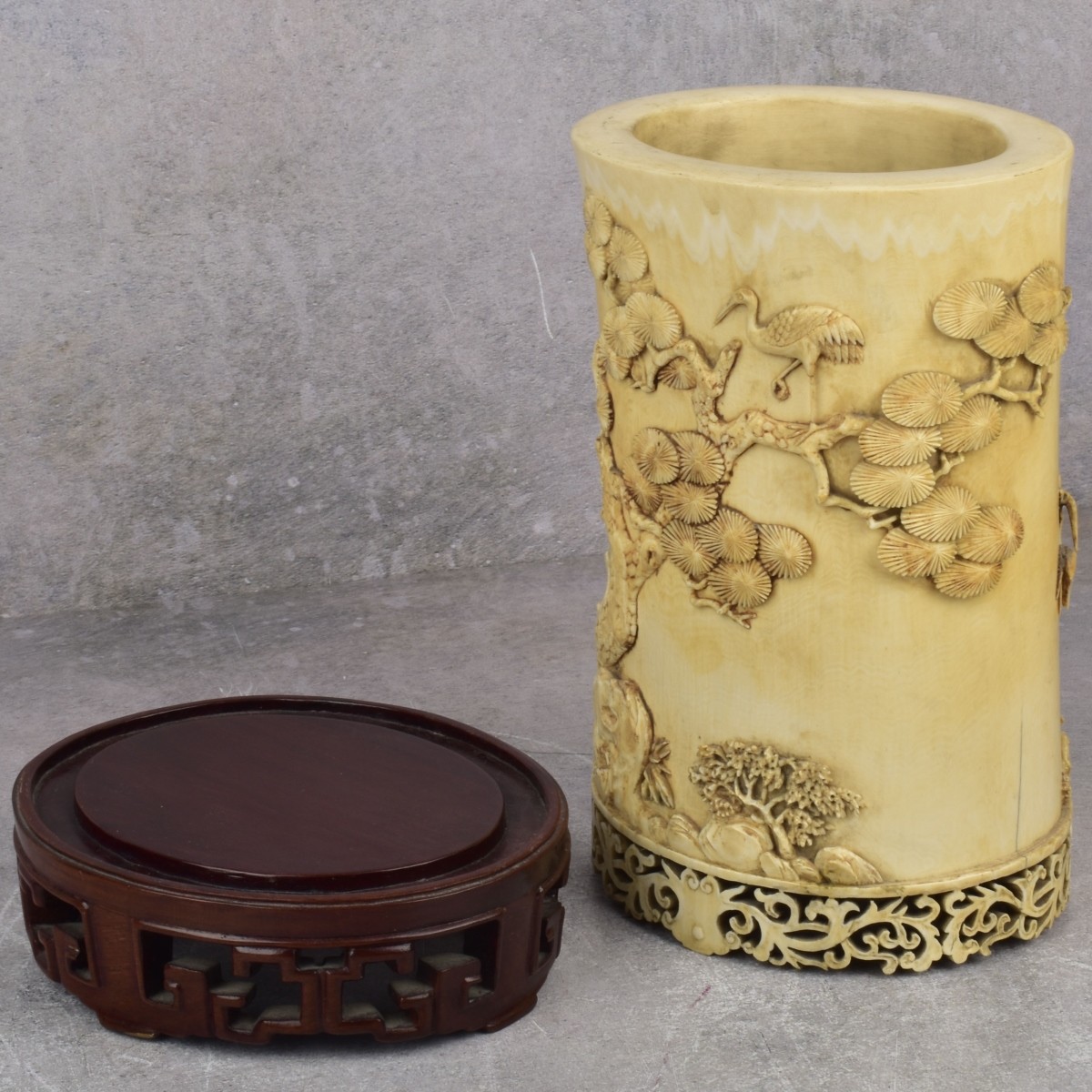 Antique Chinese Carved Brush Pot