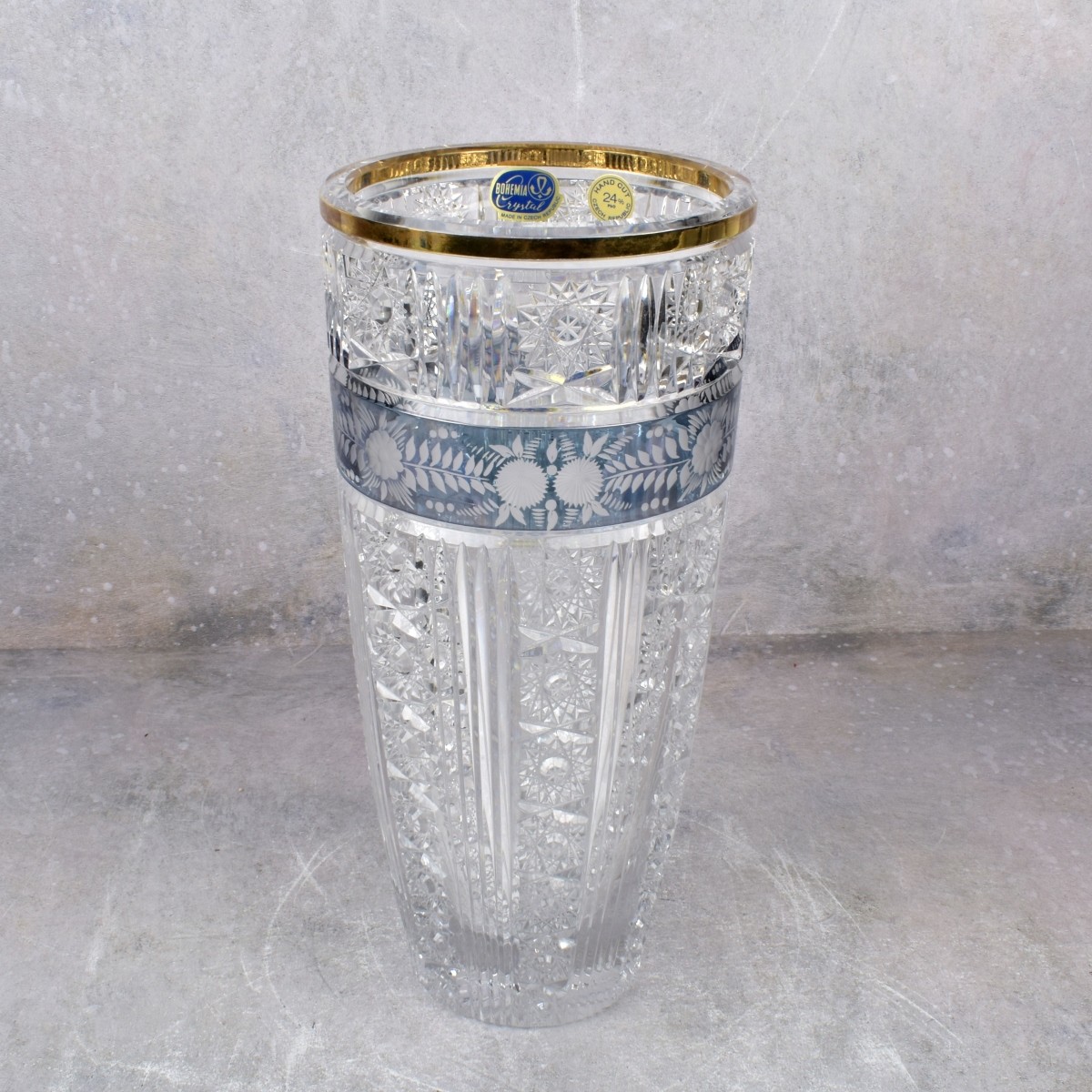 Fine Egermann Czech Bohemian Crystal Glass Vase