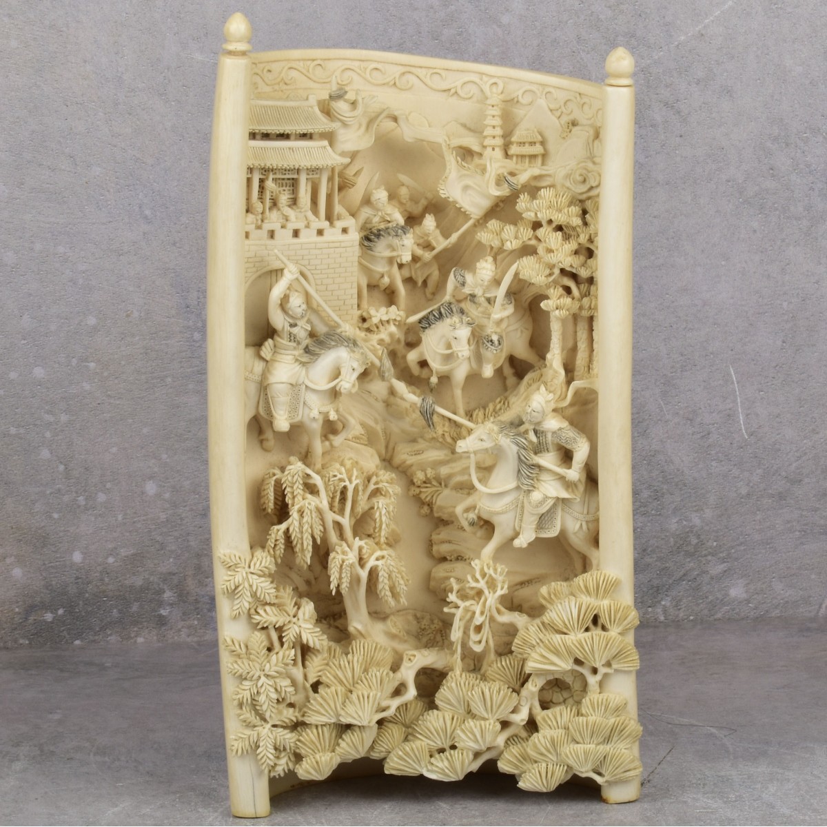 Antique Chinese Carved Battle Scene
