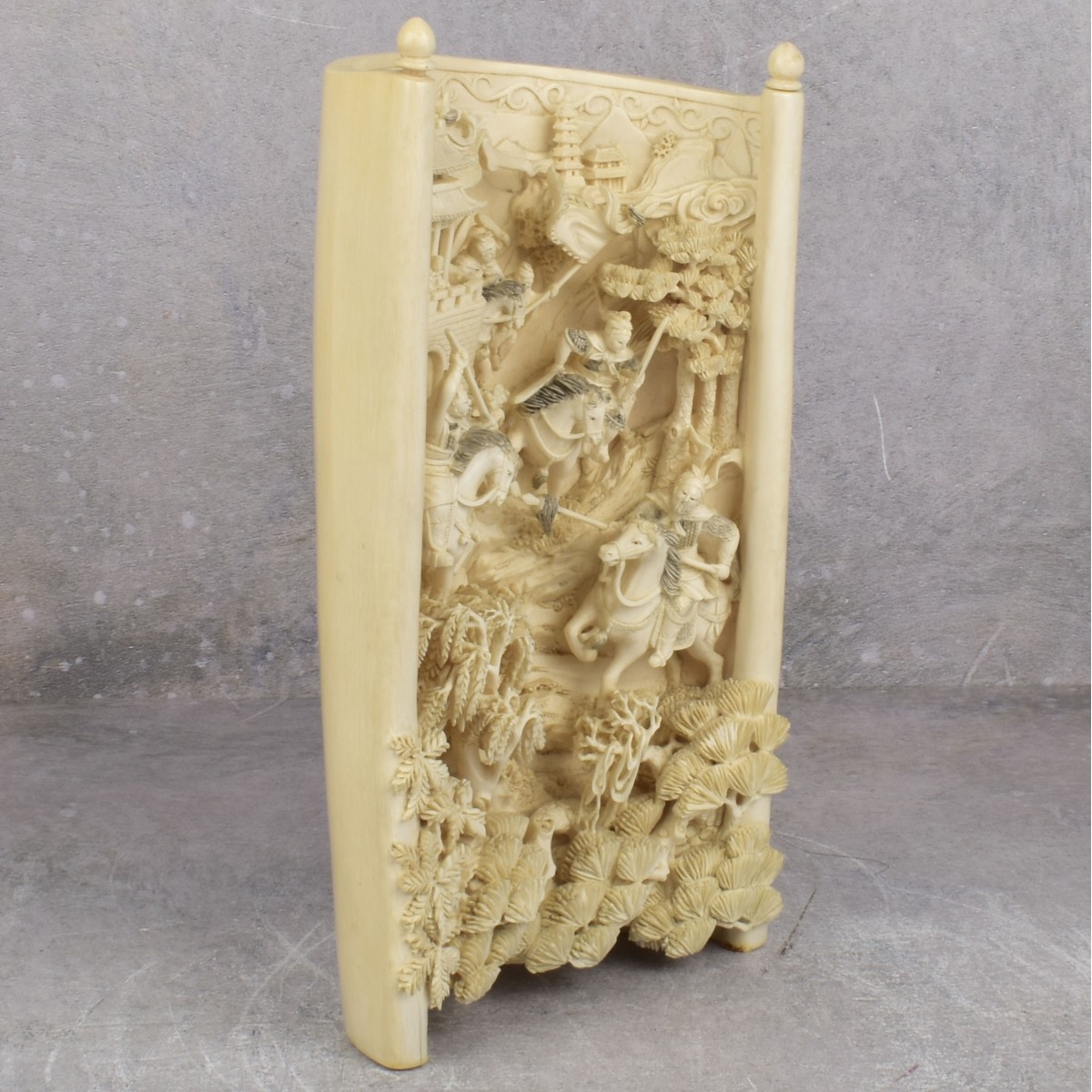Antique Chinese Carved Battle Scene