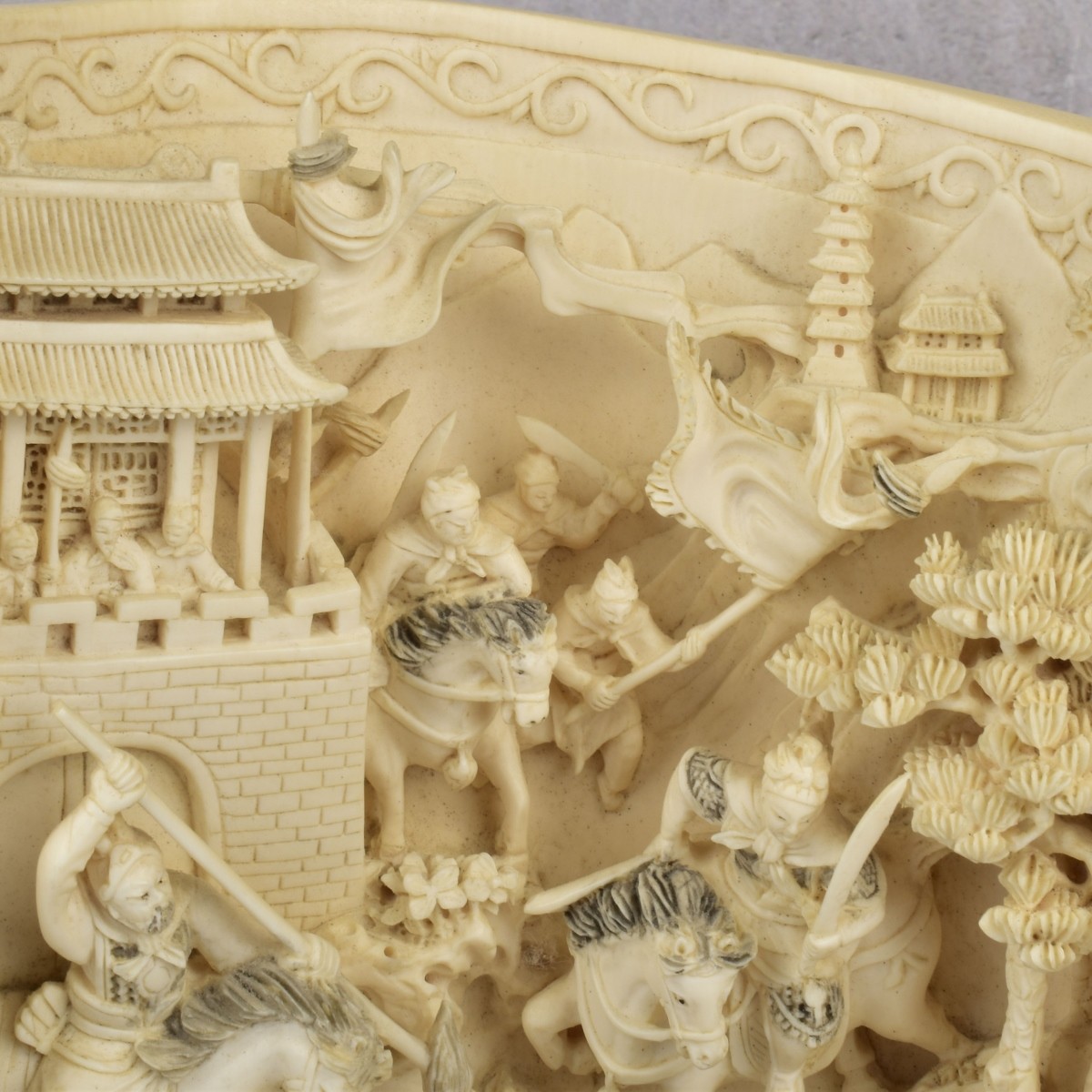 Antique Chinese Carved Battle Scene