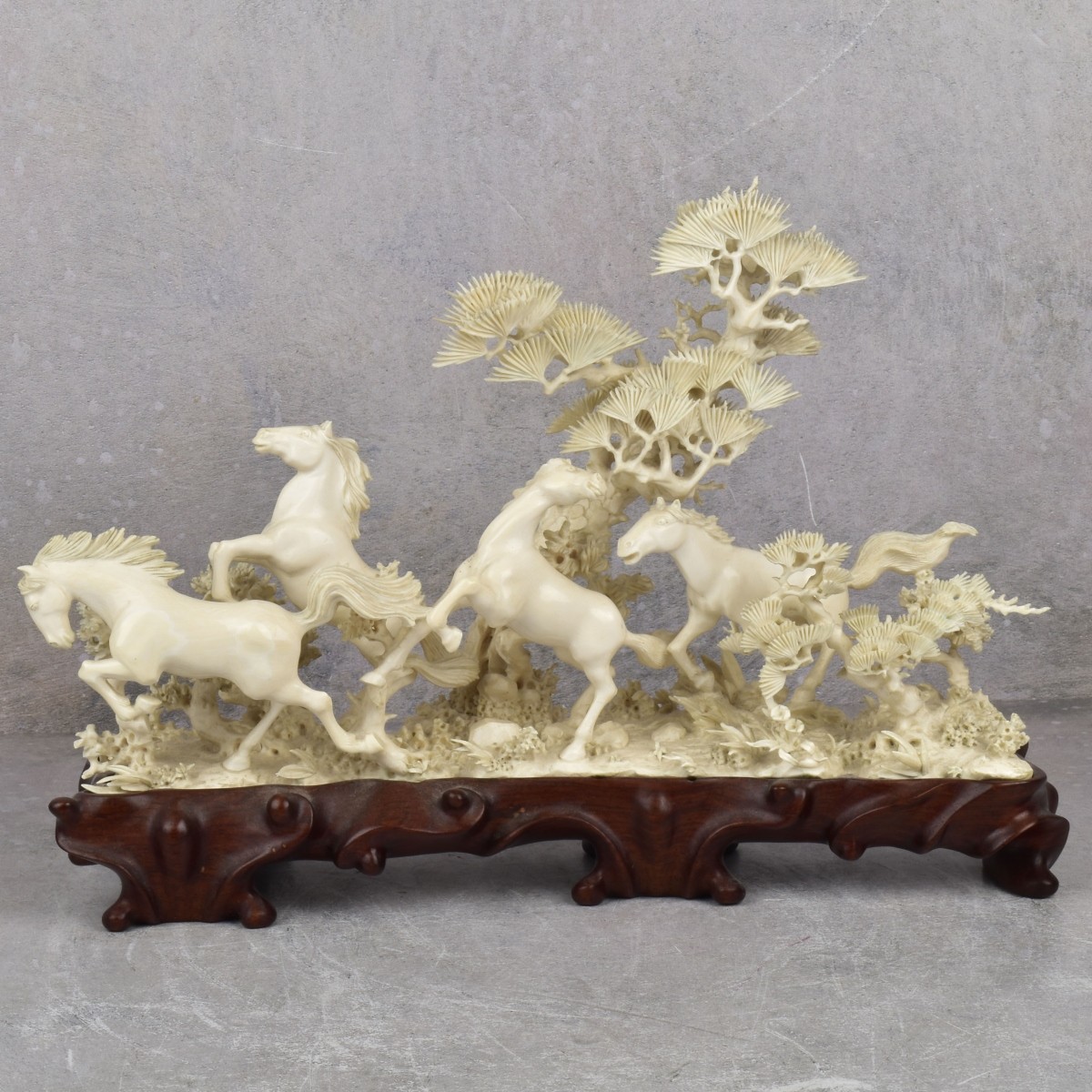 Antique Chinese Carved Figure of Running Horses