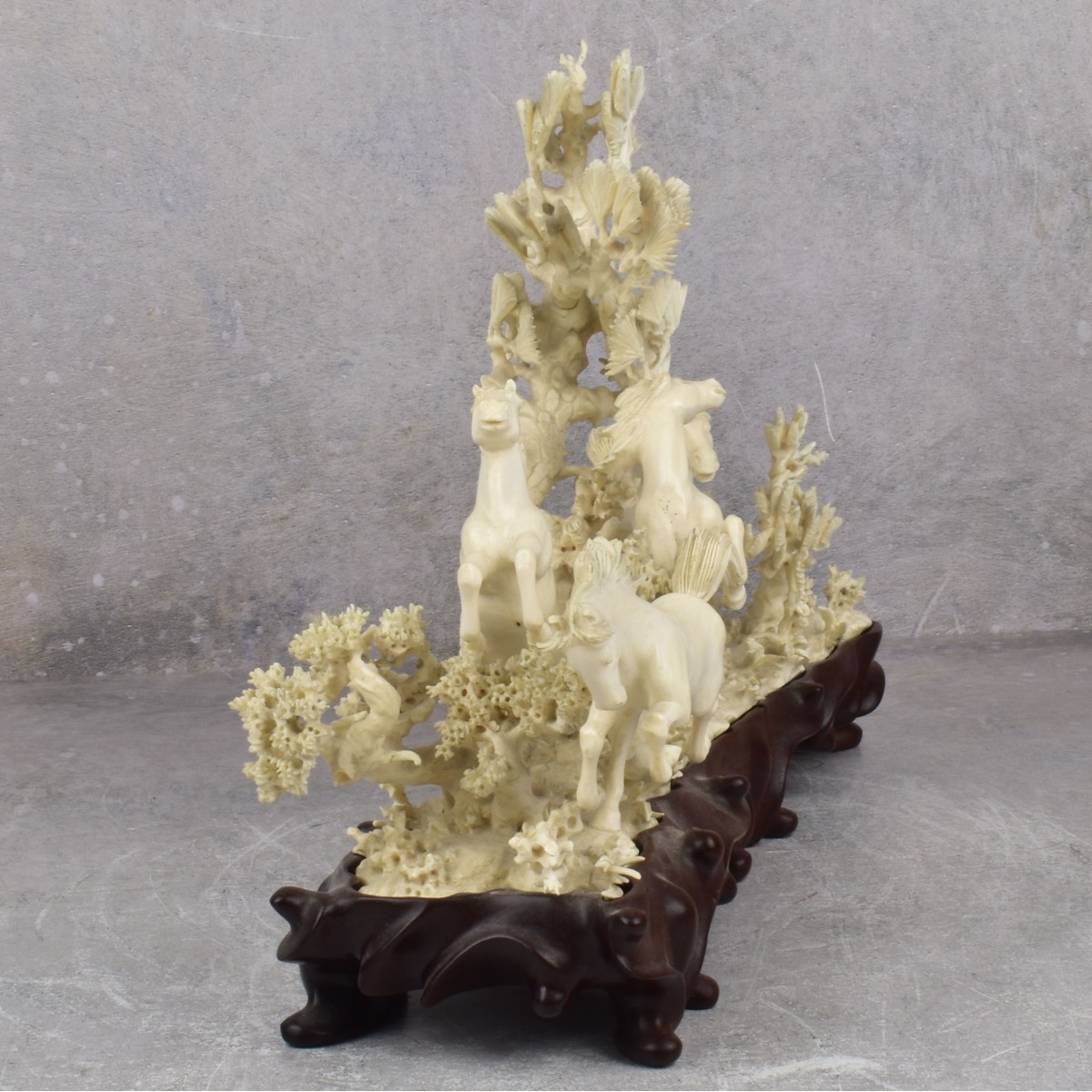 Antique Chinese Carved Figure of Running Horses