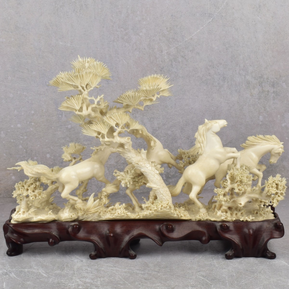Antique Chinese Carved Figure of Running Horses