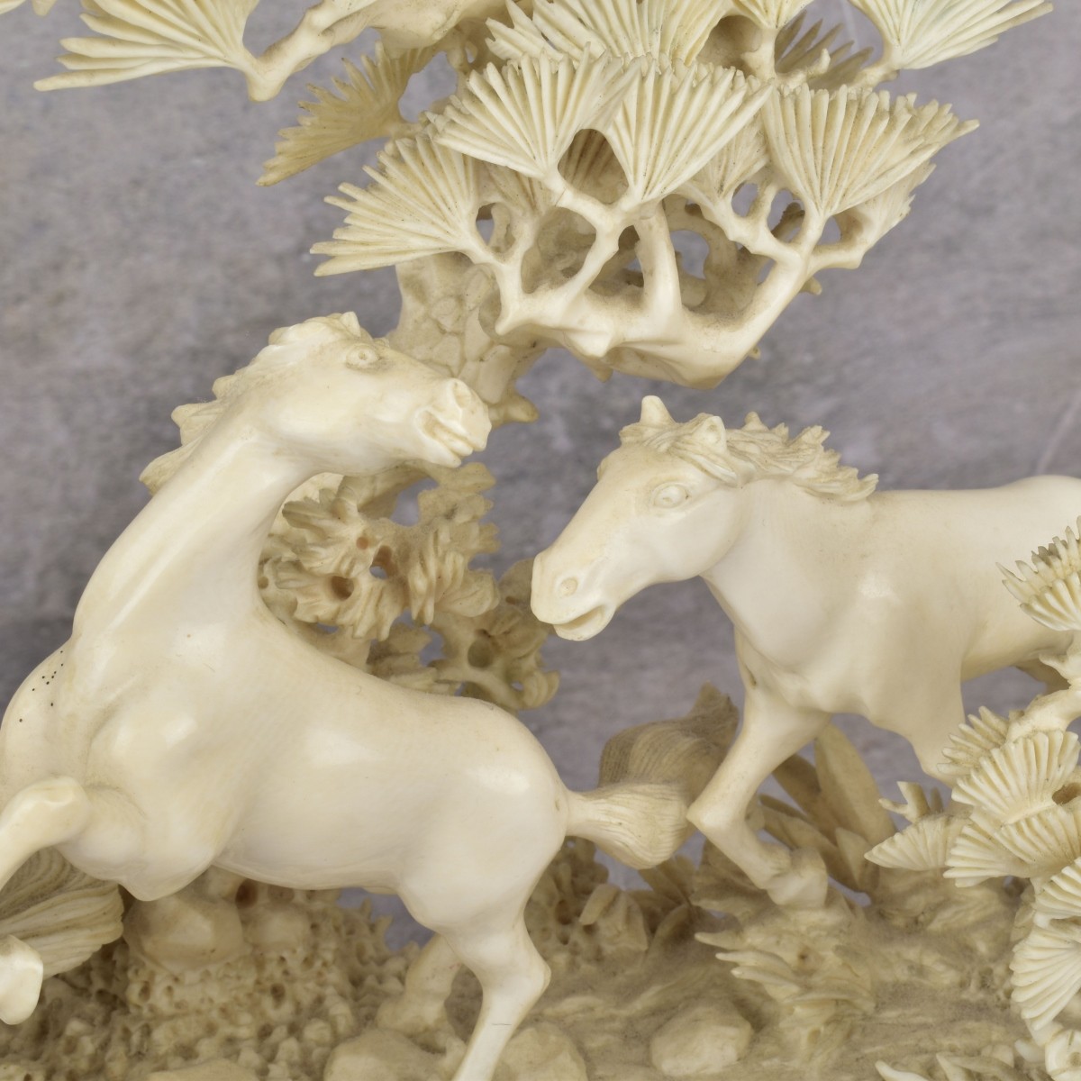 Antique Chinese Carved Figure of Running Horses