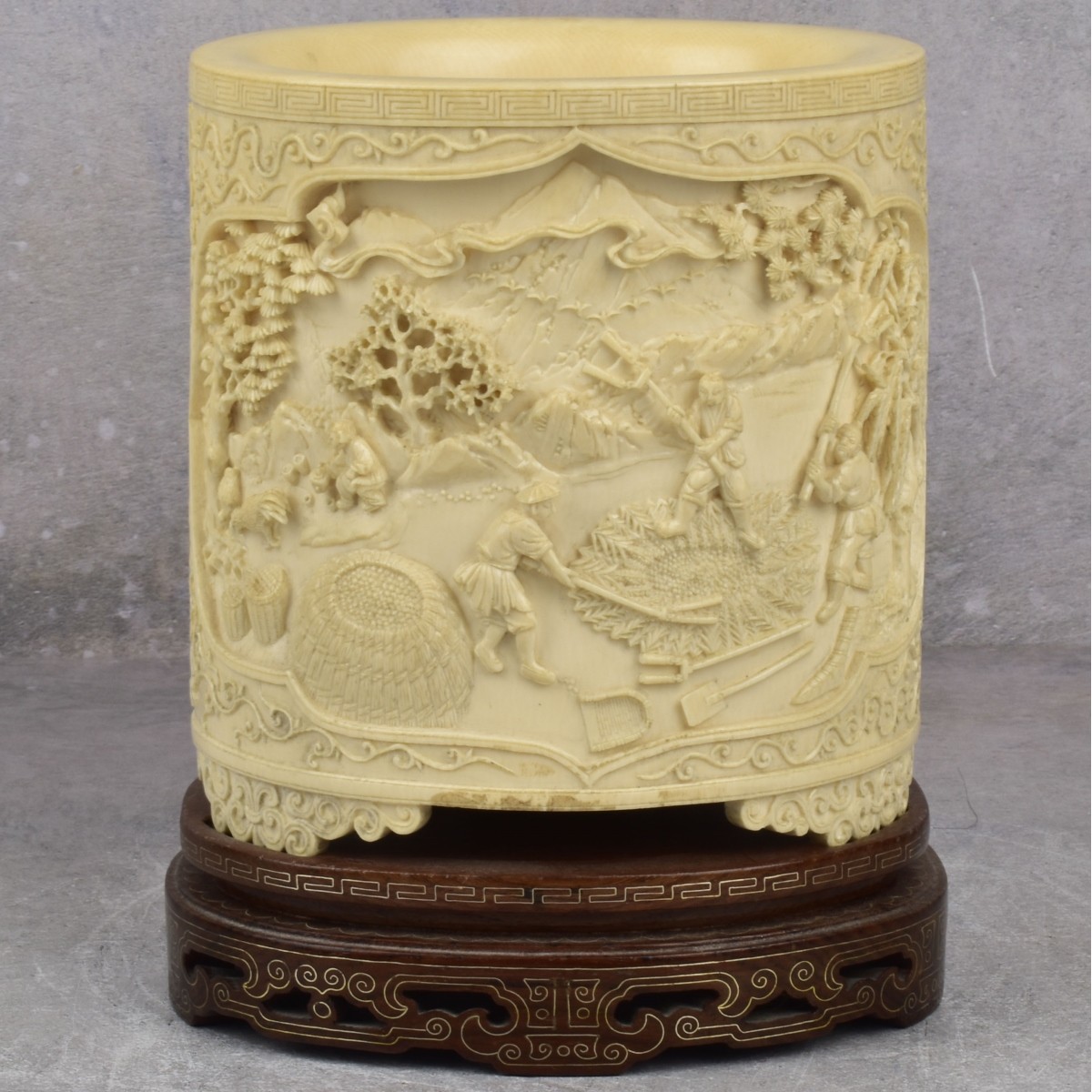 Antique Chinese Carved Brush Pot
